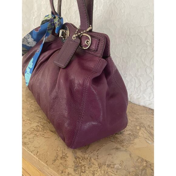 COACH Mia/garnet plum Pleated Leather Carryall Shoulder Bag 13914 - Picture 6 of 13